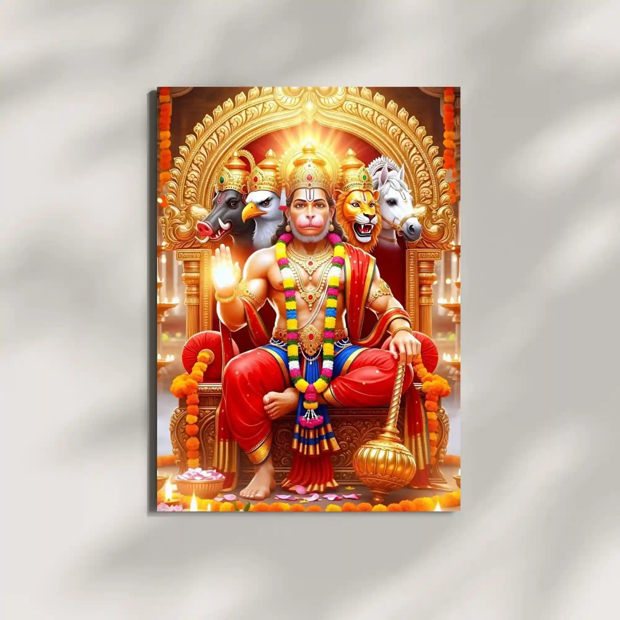 wall mounted panchmukhi hanuman ji metal poster