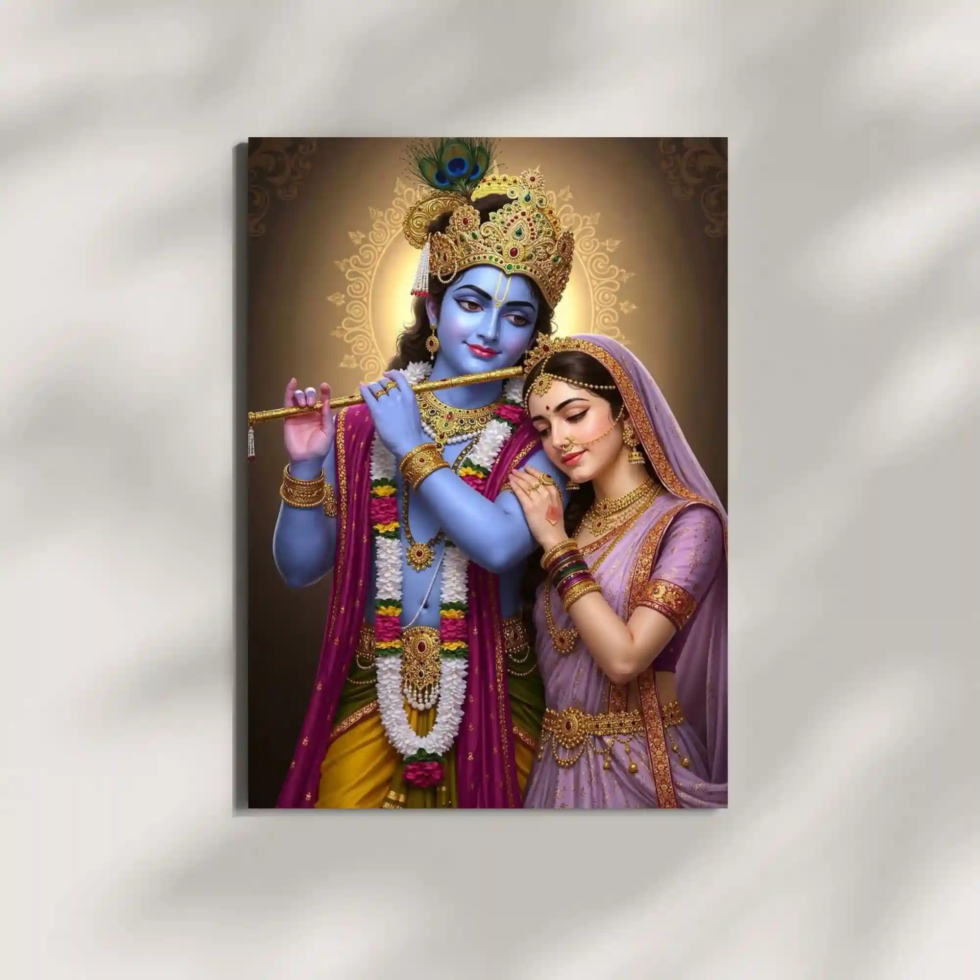 wall mounted radha krishna metal poster