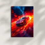 wall mounted red sports car metal poster