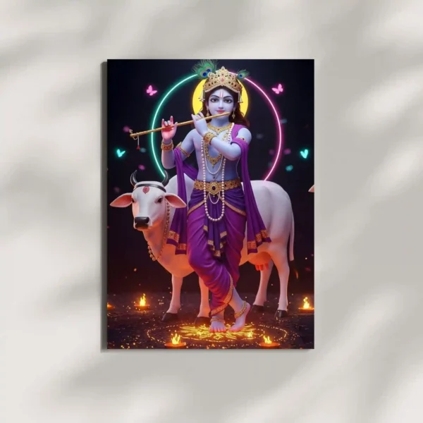 wall mounted shri krishna murari metal poster