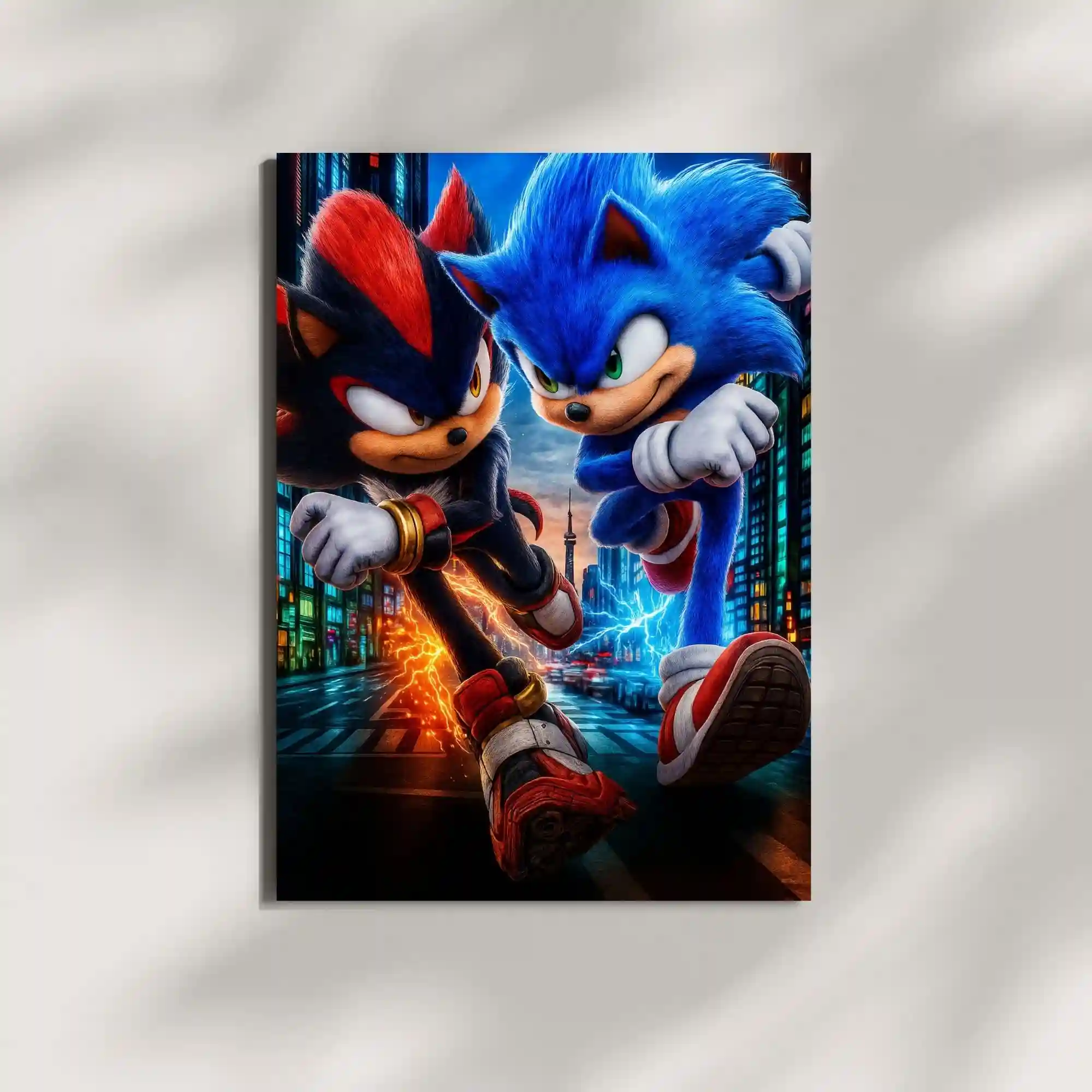 wall mounted sonic vs knuckles metal poster