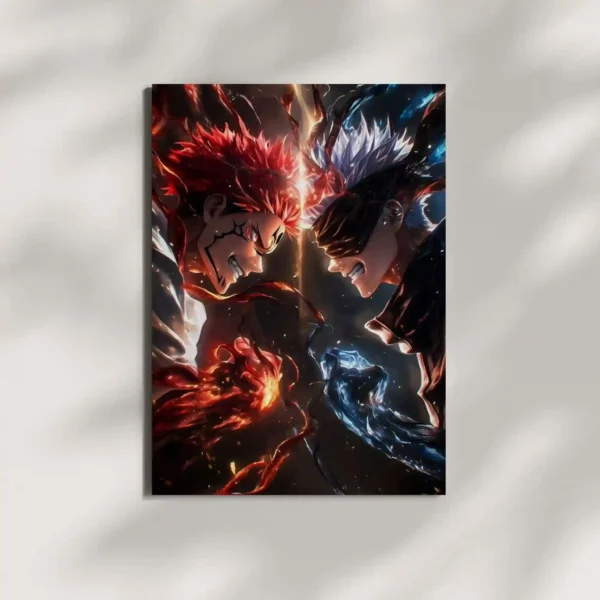 wall mounted sukuna vs gojo metal poster