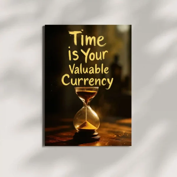 wall mounted time is money quote metal poster