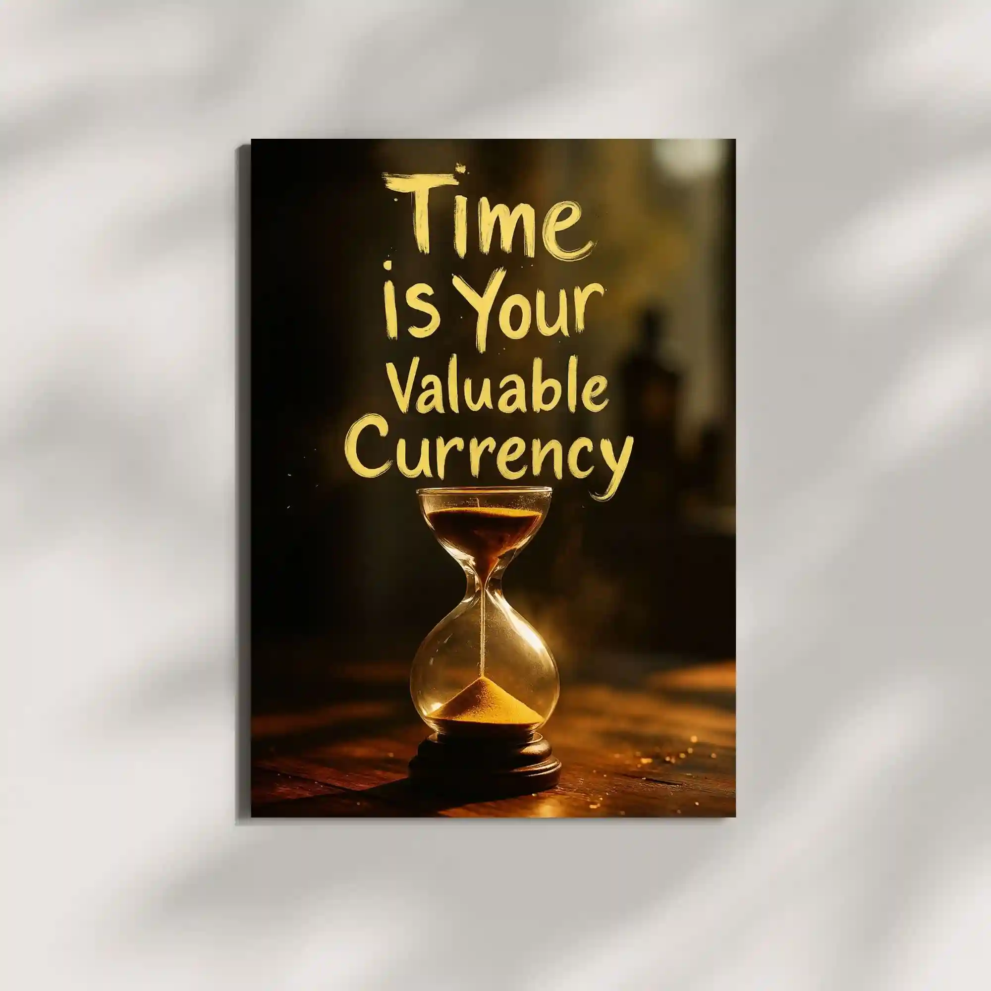 wall mounted time is money quote metal poster