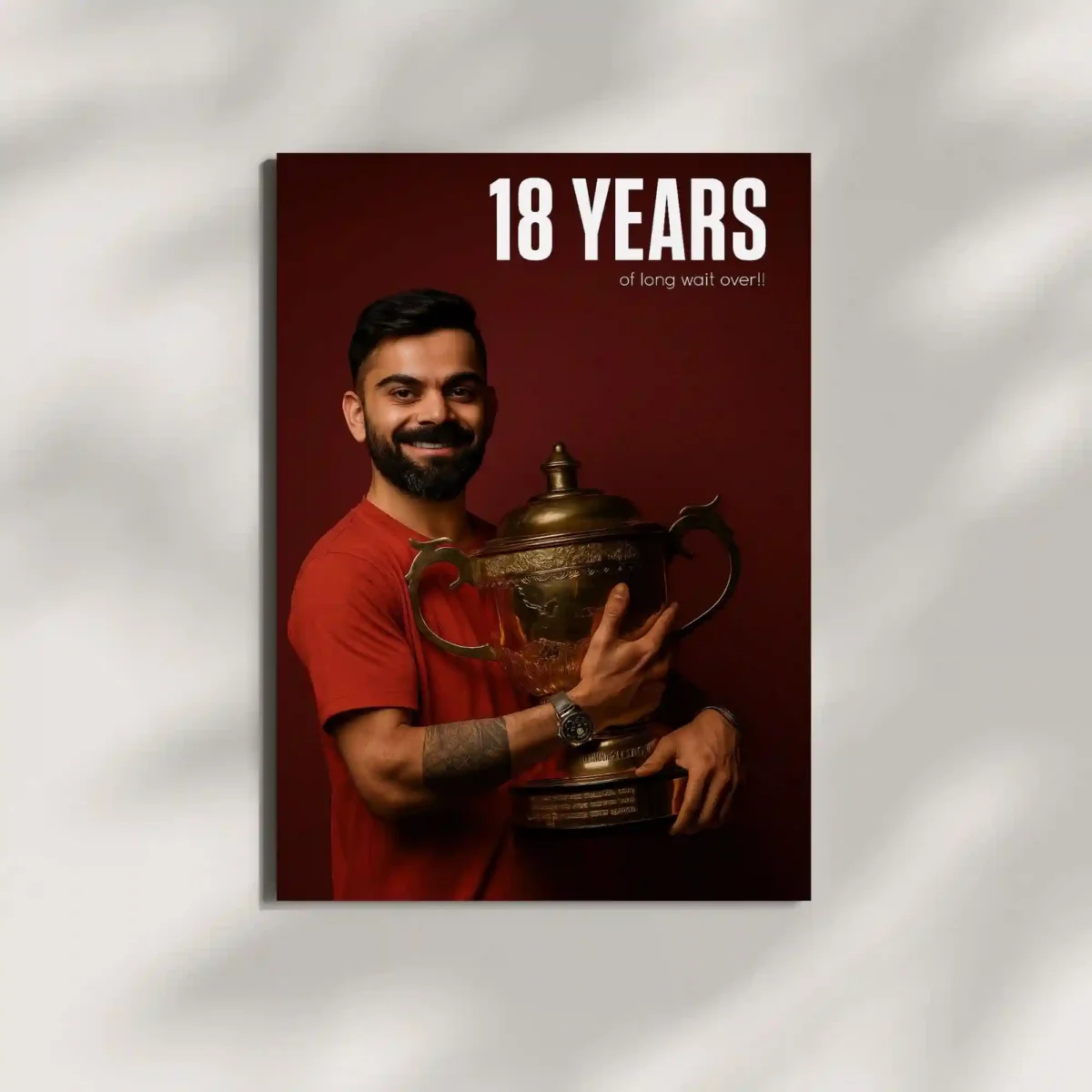 wall mounted virat kohli rcb ipl trophy metal poster