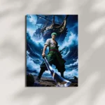 wall mounted zoro ocean warrior metal poster