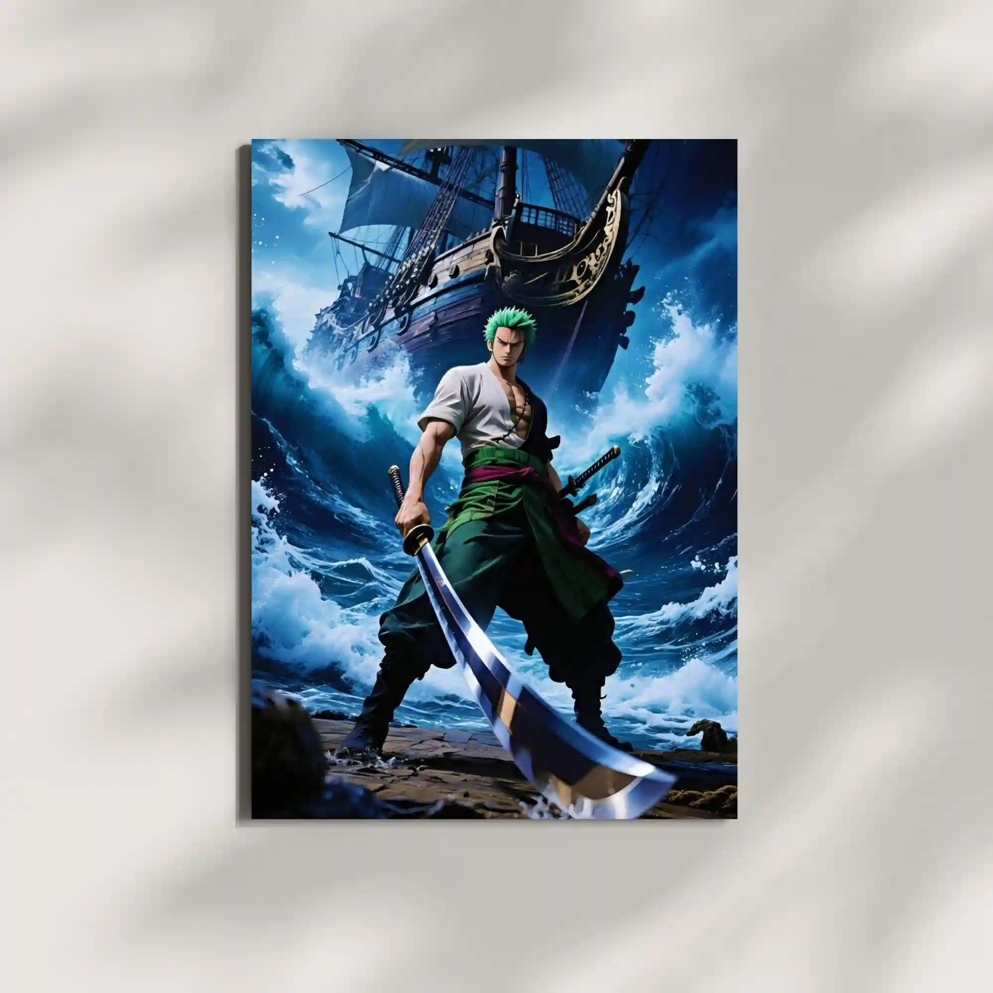 wall mounted zoro ocean warrior metal poster