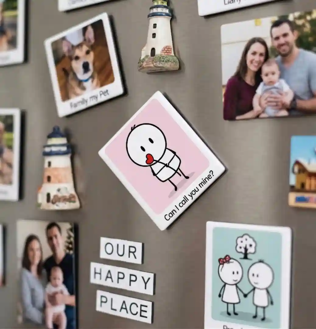 Can I call you mine couple fridge magnet on fridge door