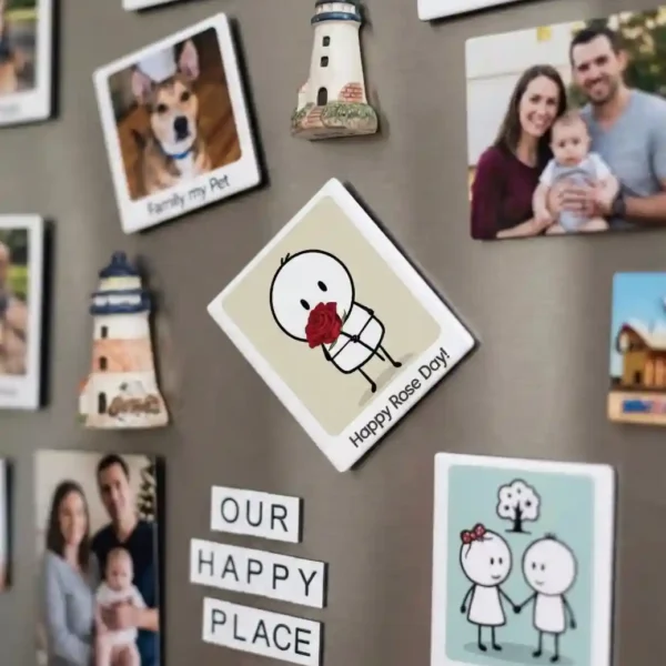 happy rose day couple fridge magnet on fridge