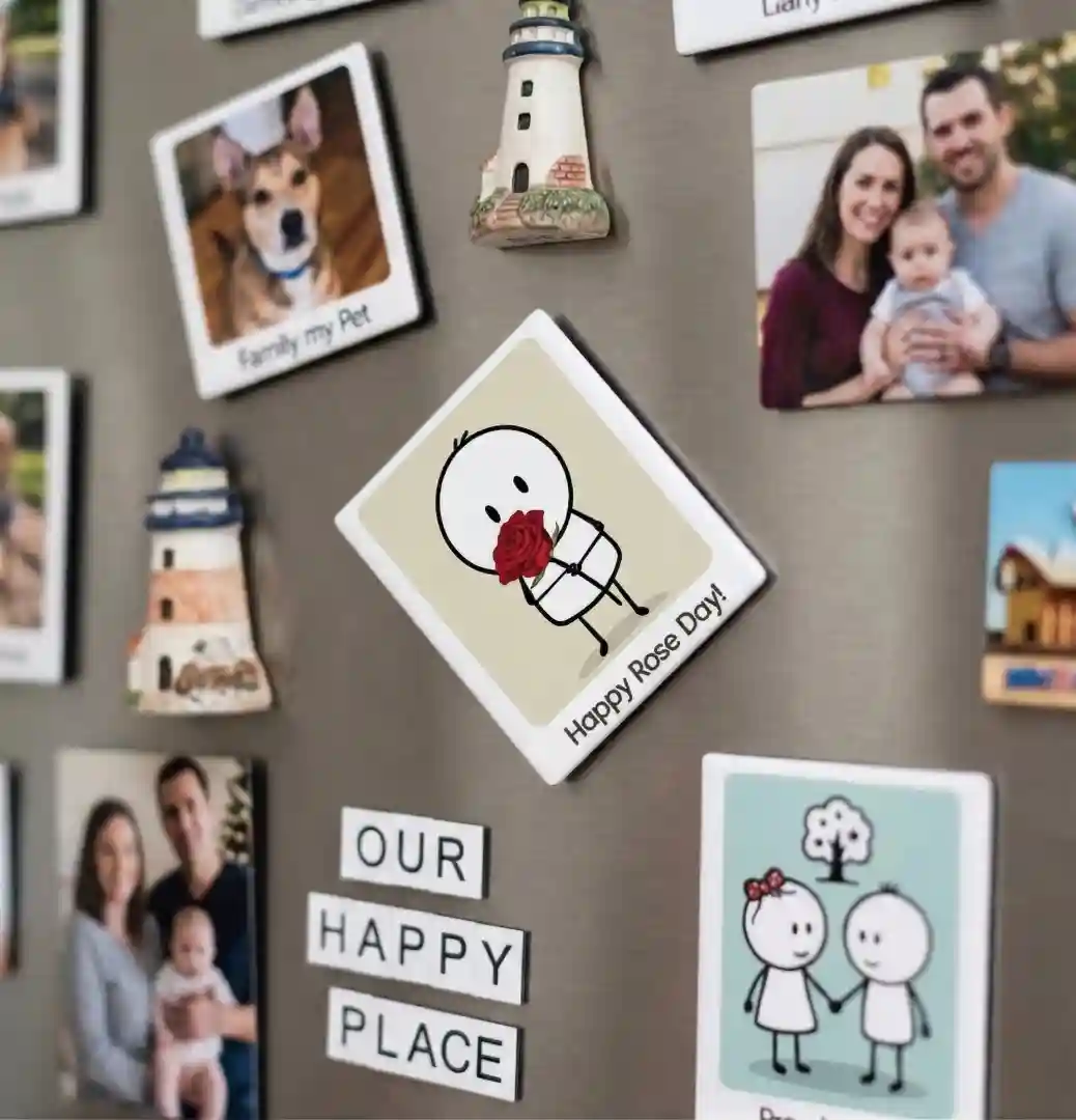 happy rose day couple fridge magnet on fridge