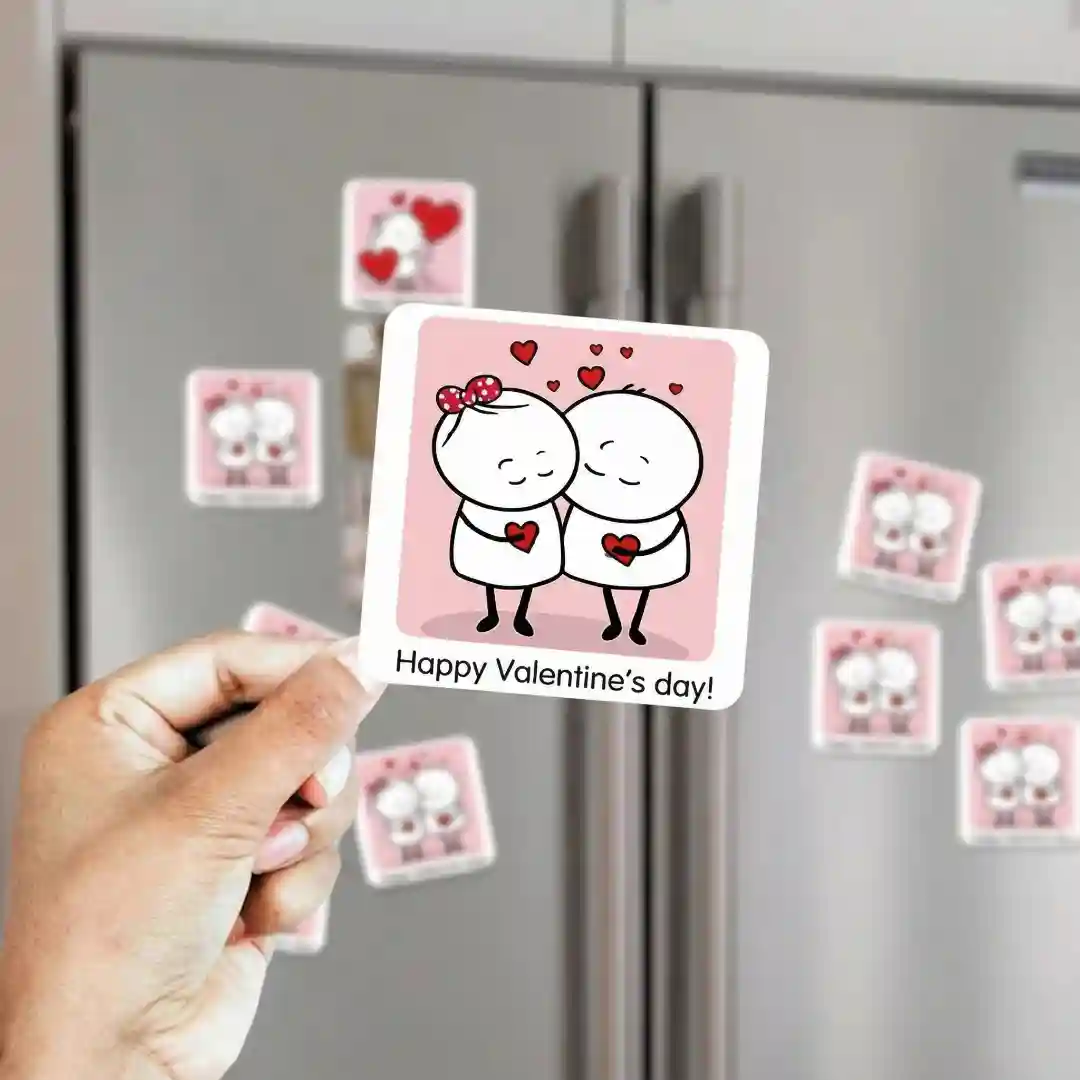 happy valentines day couple fridge magnet on fridge