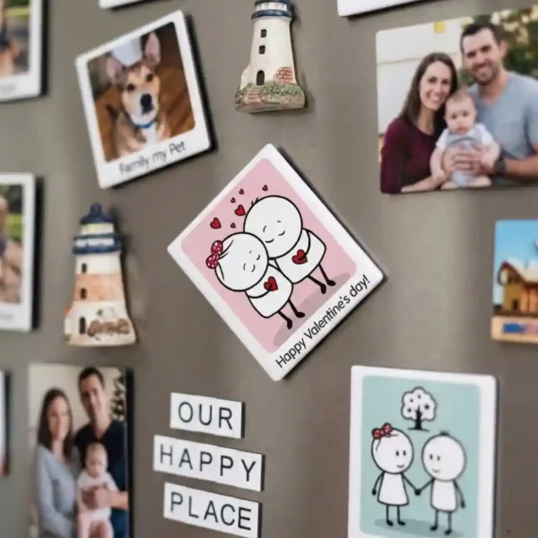 happy valentines day couple fridge magnet on fridge