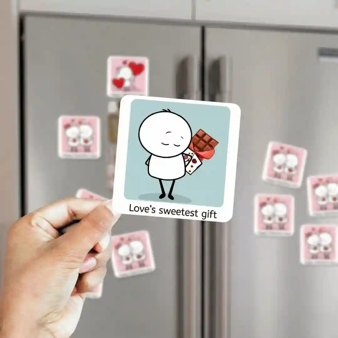 loves sweetest gift couple fridge magnet in hand