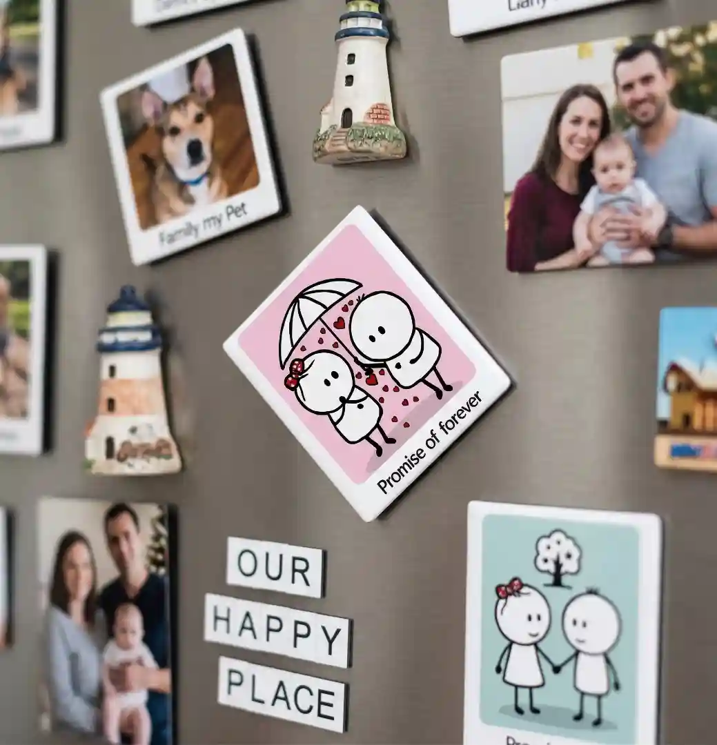 promise of forever couple fridge magnet on fridge
