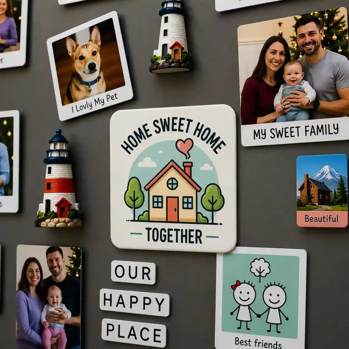 home sweet home family home fridge magnet
