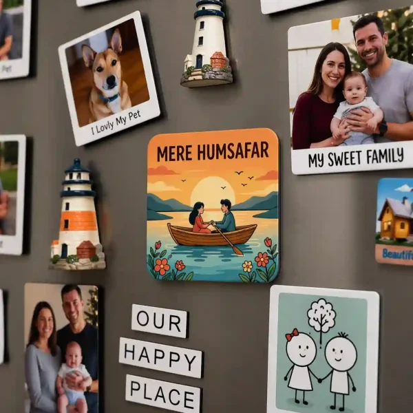 mere humsafar sunset lake couple fridge magnet