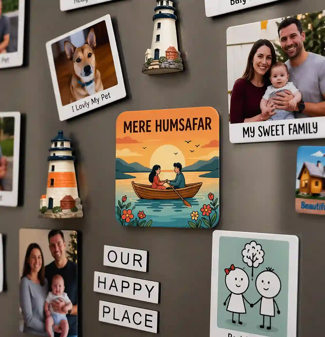 mere humsafar sunset lake couple fridge magnet