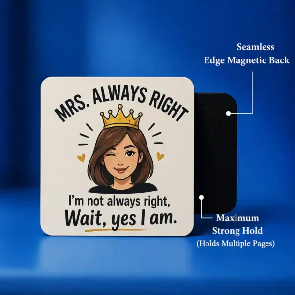 mrs always right crown wife gift fridge magnet
