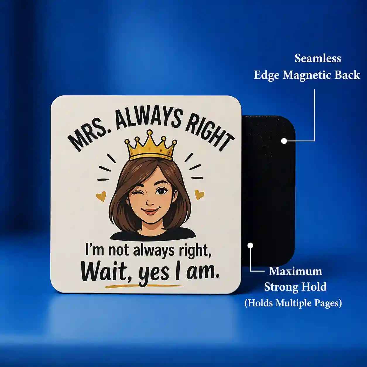 mrs always right crown wife gift fridge magnet
