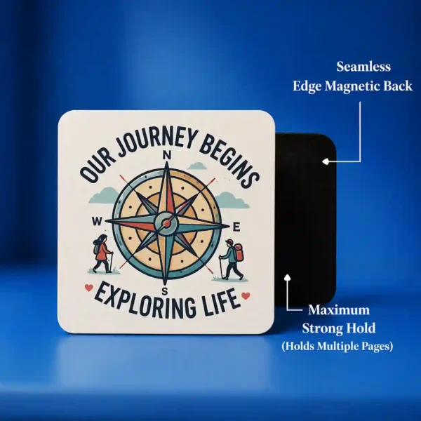 our journey begins compass couple fridge magnet