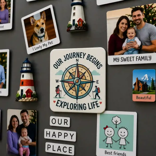 our journey begins travel couple fridge magnet