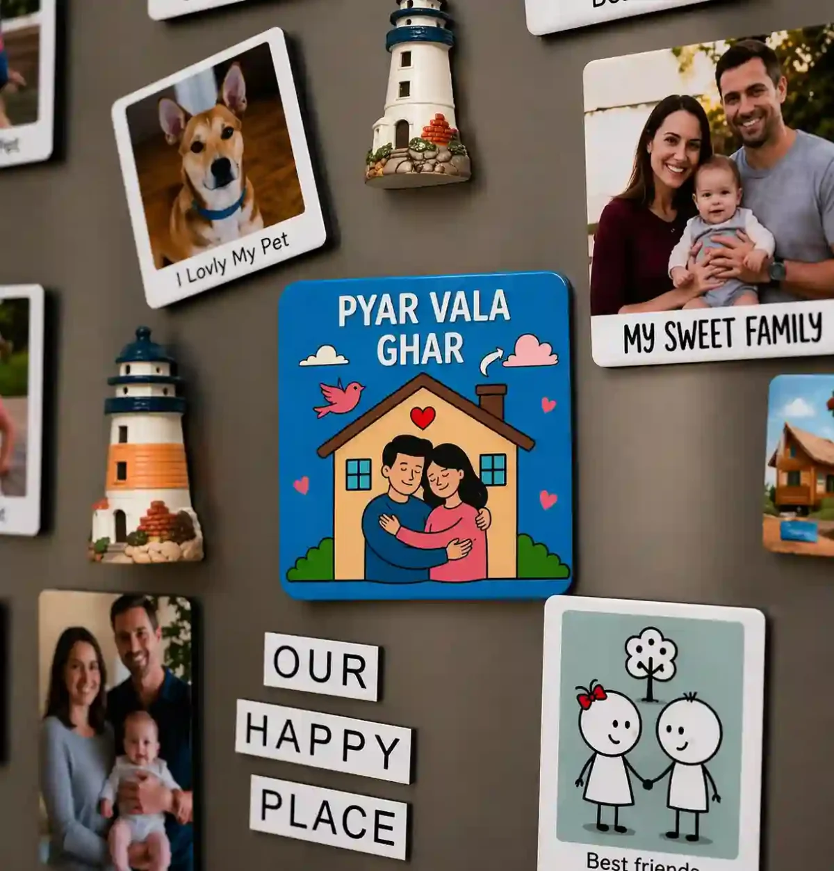 pyar vala ghar hugging couple fridge magnet