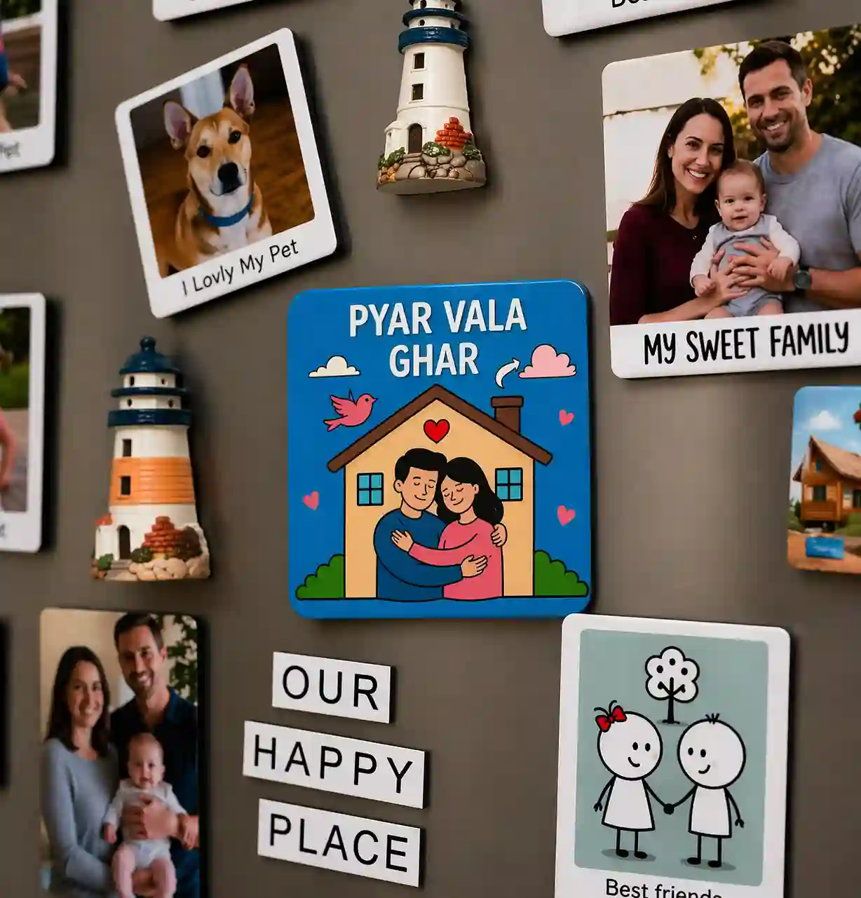 pyar vala ghar hugging couple fridge magnet