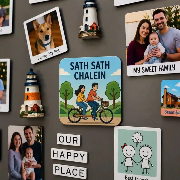 sath sath chalein cycling fridge magnet